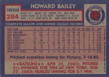 1984 Topps Nestle #284 Howard Bailey Back