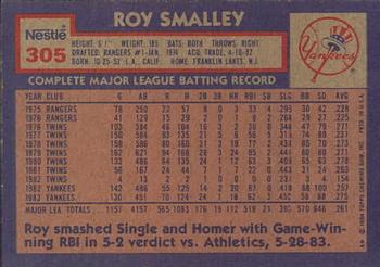 1984 Topps Nestle #305 Roy Smalley Back