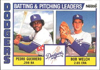 1984 Topps Nestle #306 Dodgers Leaders / Checklist (Pedro Guerrero / Bob Welch) Front