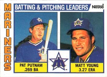 1984 Topps Nestle #336 Mariners Leaders / Checklist (Pat Putnam / Matt Young) Front