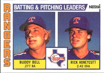 1984 Topps Nestle #37 Rangers Leaders / Checklist (Buddy Bell / Rick Honeycutt) Front