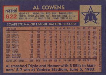 1984 Topps Nestle #622 Al Cowens Back