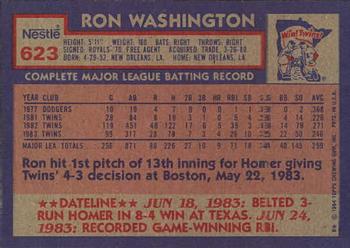 1984 Topps Nestle #623 Ron Washington Back