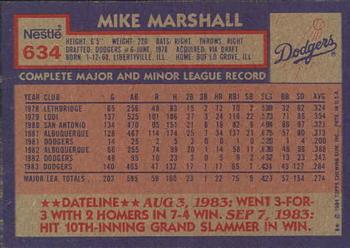 1984 Topps Nestle #634 Mike Marshall Back