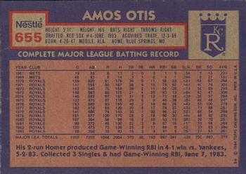 1984 Topps Nestle #655 Amos Otis Back