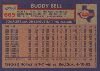 1984 Topps Nestle #665 Buddy Bell Back