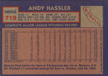 1984 Topps Nestle #719 Andy Hassler Back