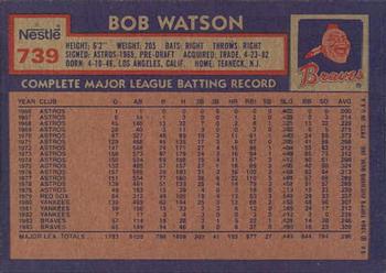 1984 Topps Nestle #739 Bob Watson Back