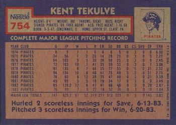 1984 Topps Nestle #754 Kent Tekulve Back