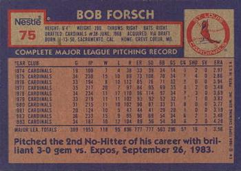 1984 Topps Nestle #75 Bob Forsch Back
