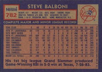 1984 Topps Nestle #782 Steve Balboni Back