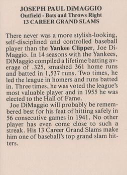 1987 Allstate Insurance Life Grand Slam #NNO Joe DiMaggio Back