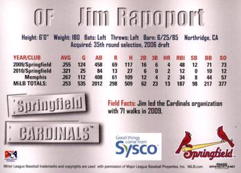 2011 Grandstand Springfield Cardinals SGA #NNO Jim Rapoport Back