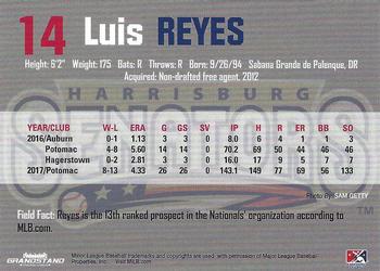 2018 Grandstand Harrisburg Senators #NNO Luis Reyes Back