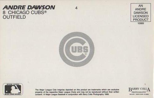 1989 Barry Colla Andre Dawson Postcards #4 Andre Dawson Back