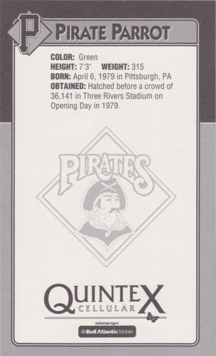 1994 Quintex Pittsburgh Pirates SGA #NNO Pirate Parrot Back