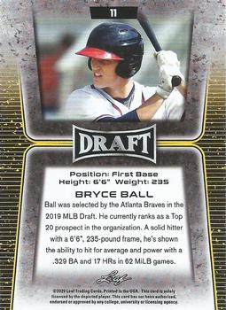 2020 Leaf Draft #11 Bryce Ball Back