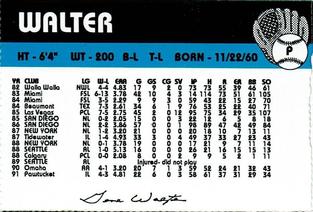1992 Merchants Bank/WIXT9 Syracuse Chiefs #NNO Gene Walter Back