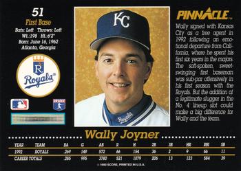 1993 Pinnacle #51 Wally Joyner Back