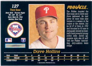 1993 Pinnacle #127 Dave Hollins Back