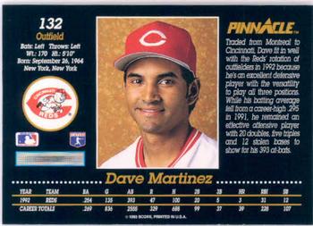 1993 Pinnacle #132 Dave Martinez Back