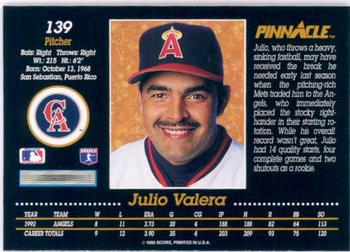 1993 Pinnacle #139 Julio Valera Back