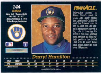 1993 Pinnacle #144 Darryl Hamilton Back