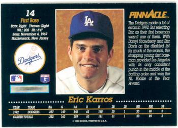 1993 Pinnacle #14 Eric Karros Back