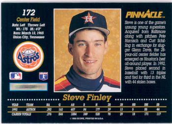 1993 Pinnacle #172 Steve Finley Back
