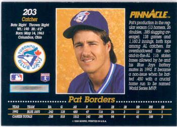 1993 Pinnacle #203 Pat Borders Back