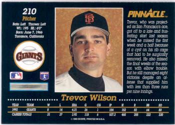 1993 Pinnacle #210 Trevor Wilson Back