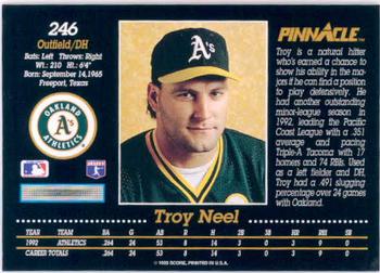 1993 Pinnacle #246 Troy Neel Back