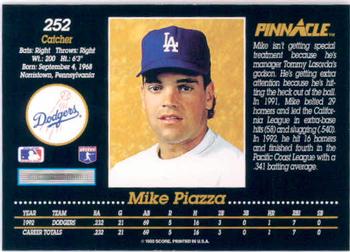1993 Pinnacle #252 Mike Piazza Back