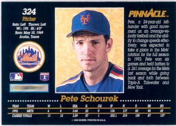 1993 Pinnacle #324 Pete Schourek Back