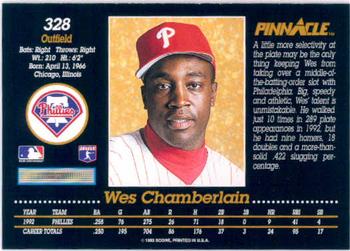 1993 Pinnacle #328 Wes Chamberlain Back