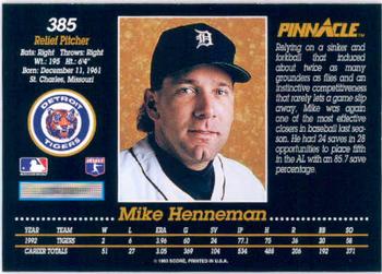 1993 Pinnacle #385 Mike Henneman Back