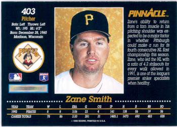 1993 Pinnacle #403 Zane Smith Back