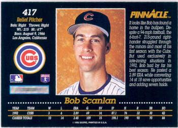 1993 Pinnacle #417 Bob Scanlan Back