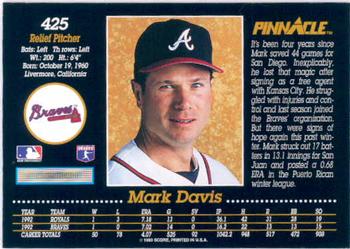 1993 Pinnacle #425 Mark Davis Back