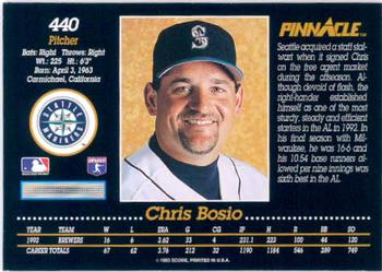 1993 Pinnacle #440 Chris Bosio Back
