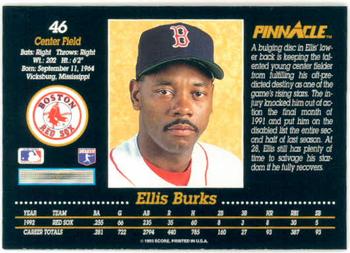1993 Pinnacle #46 Ellis Burks Back