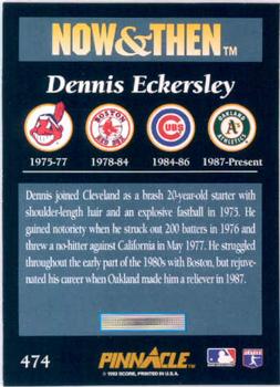 1993 Pinnacle #474 Dennis Eckersley Back