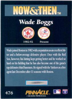1993 Pinnacle #476 Wade Boggs Back