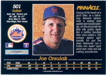 1993 Pinnacle #501 Joe Orsulak Back