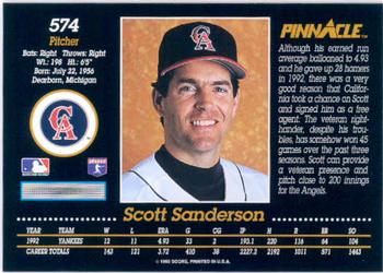 1993 Pinnacle #574 Scott Sanderson Back