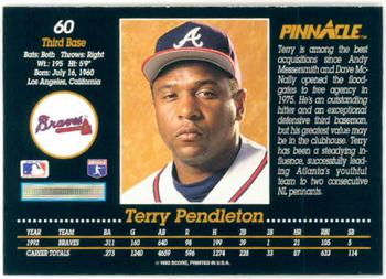 1993 Pinnacle #60 Terry Pendleton Back
