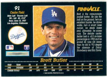 1993 Pinnacle #91 Brett Butler Back