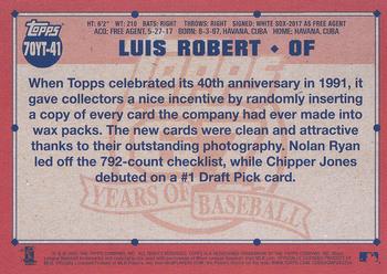 2021 Topps - 70 Years of Topps Baseball (Series 1) #70YT-41 Luis Robert Back