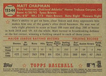 2021 Topps - 1952 Topps Redux #T52-44 Matt Chapman Back