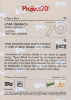 2021-22 Topps Project70 #74 Jose Canseco Back